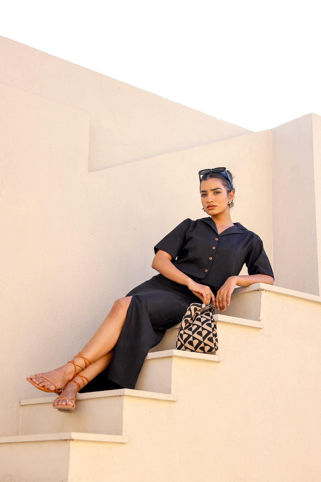 Athena- Black Khadi | Skirt and Top