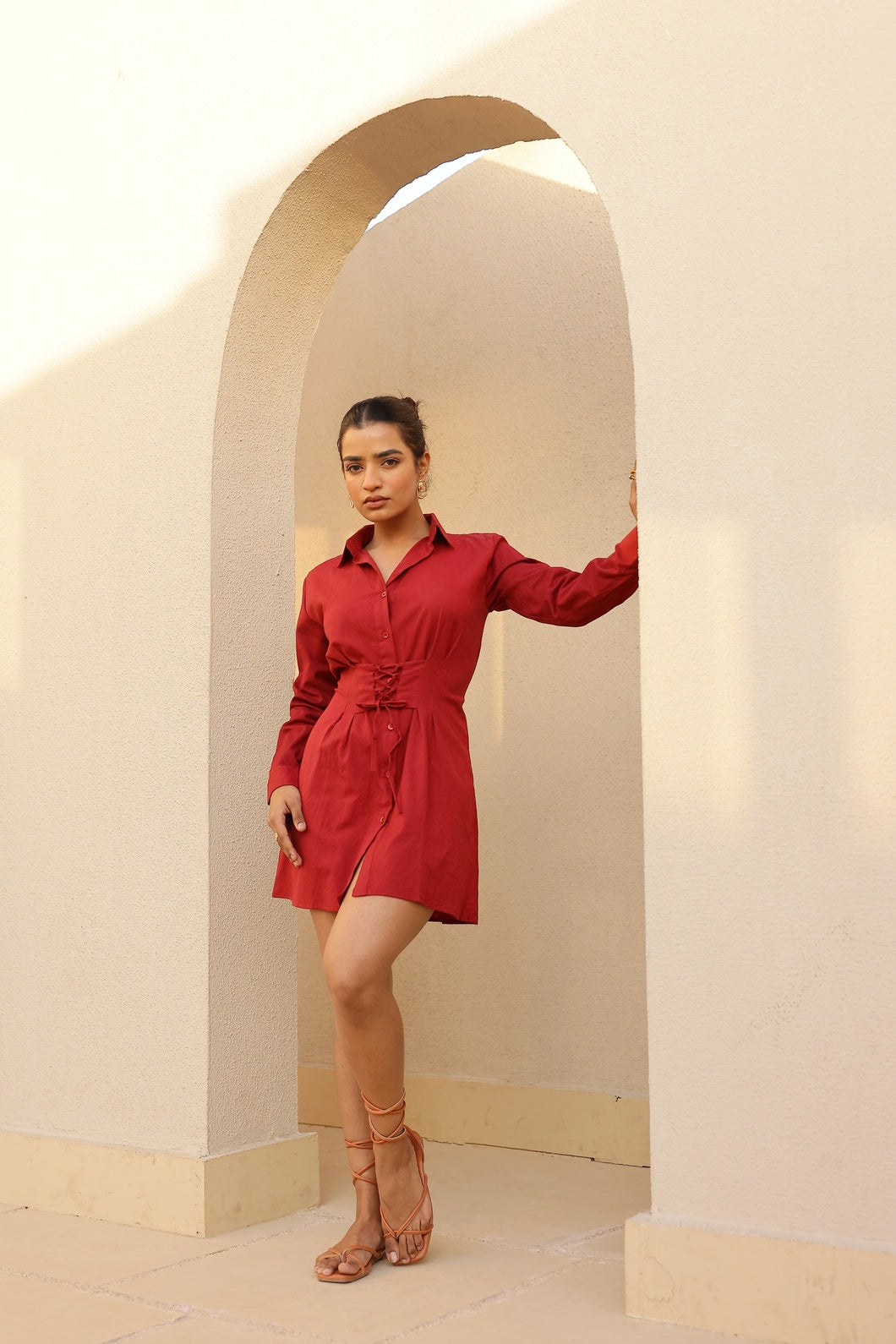 Anora- Red Blush| Shirt Dress
