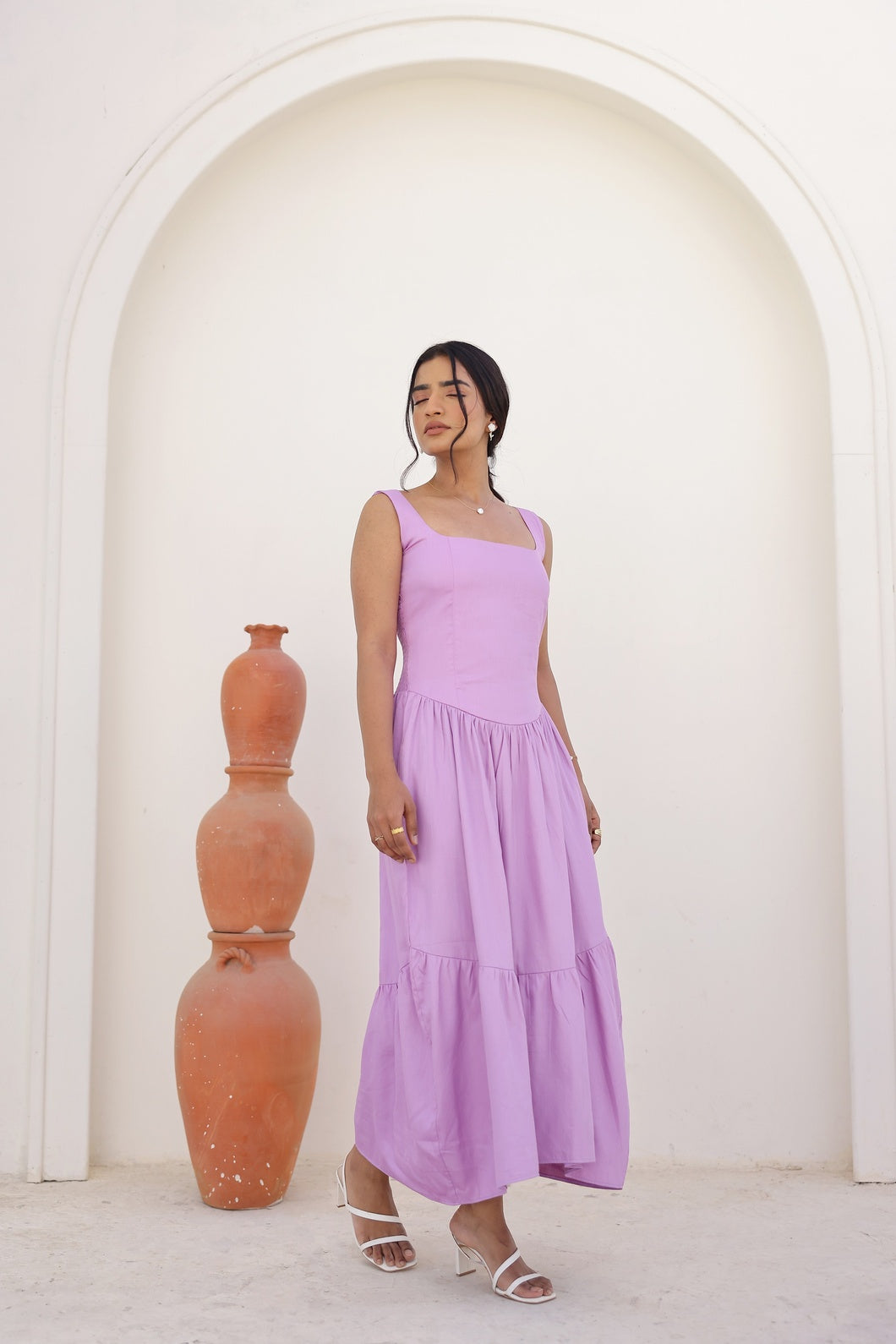 The Duchess - Lavender Dahlia | Drop waist maxi dress