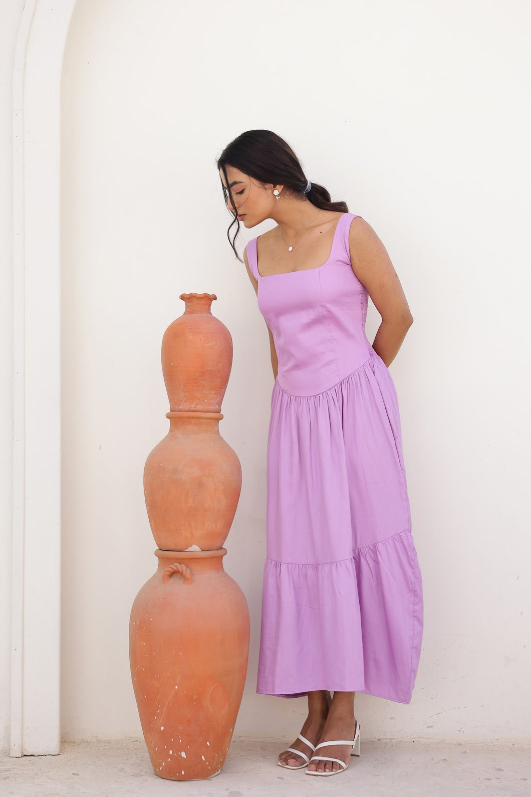 The Duchess - Lavender Dahlia | Drop waist maxi dress