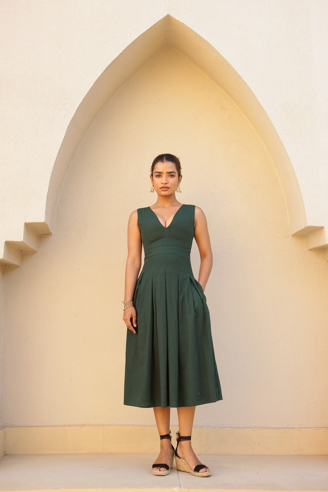 Charlotte- Emerald | Structured Khadi Midi