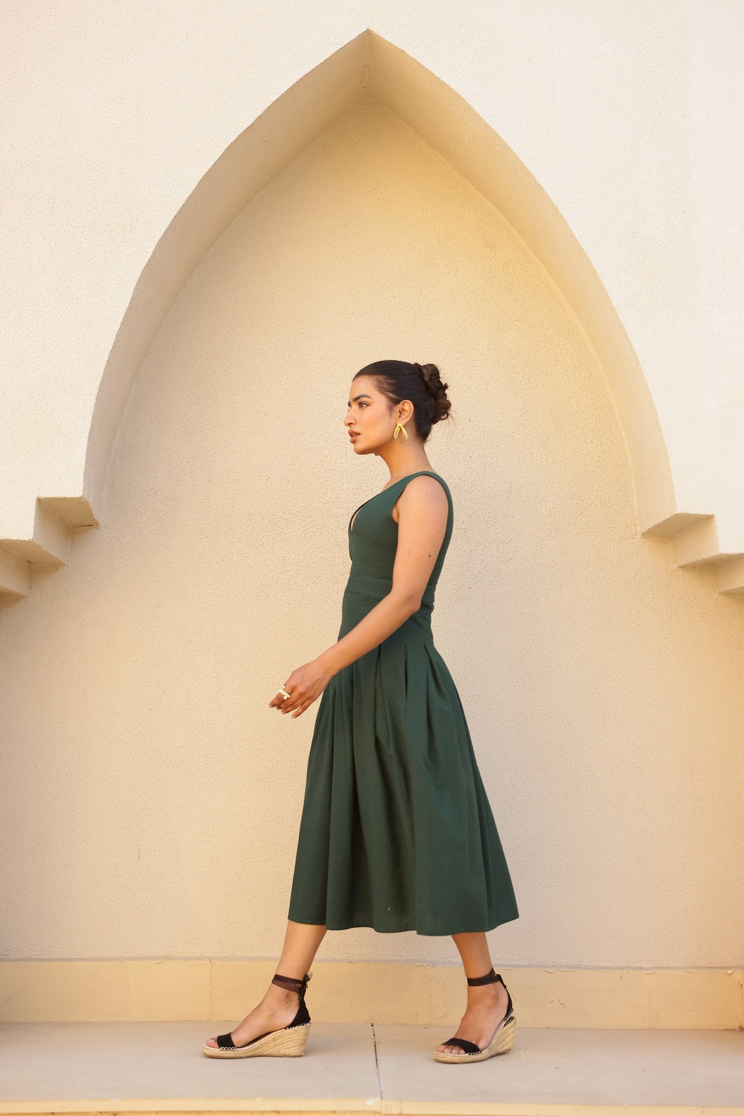 Charlotte- Emerald | Structured Khadi Midi