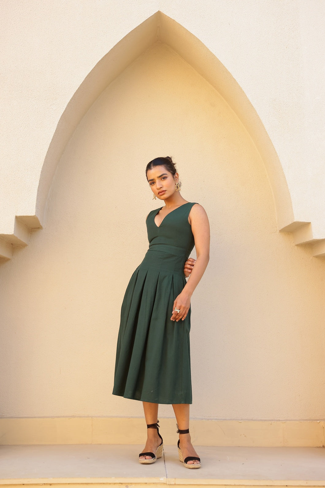 Charlotte- Emerald | Structured Khadi Midi