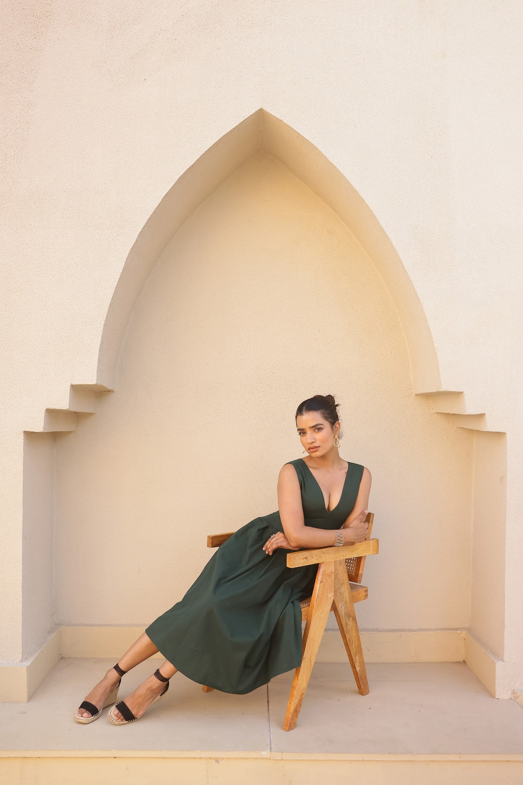 Charlotte- Emerald | Structured Khadi Midi