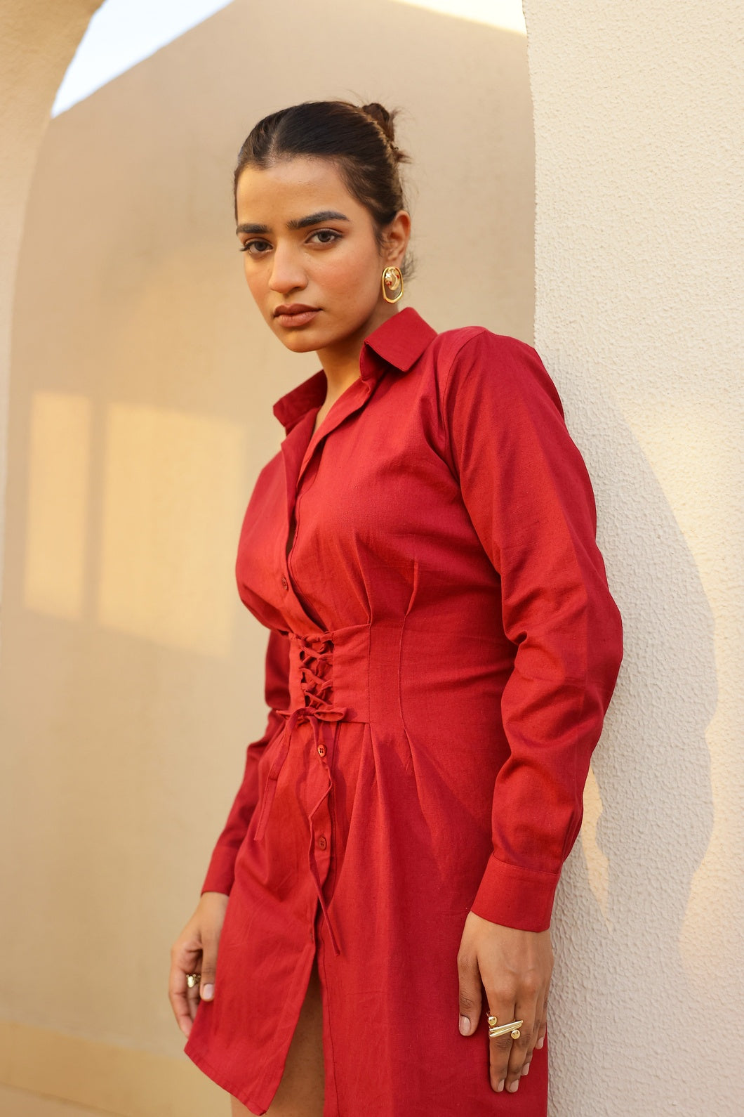 Anora- Red Blush| Shirt Dress