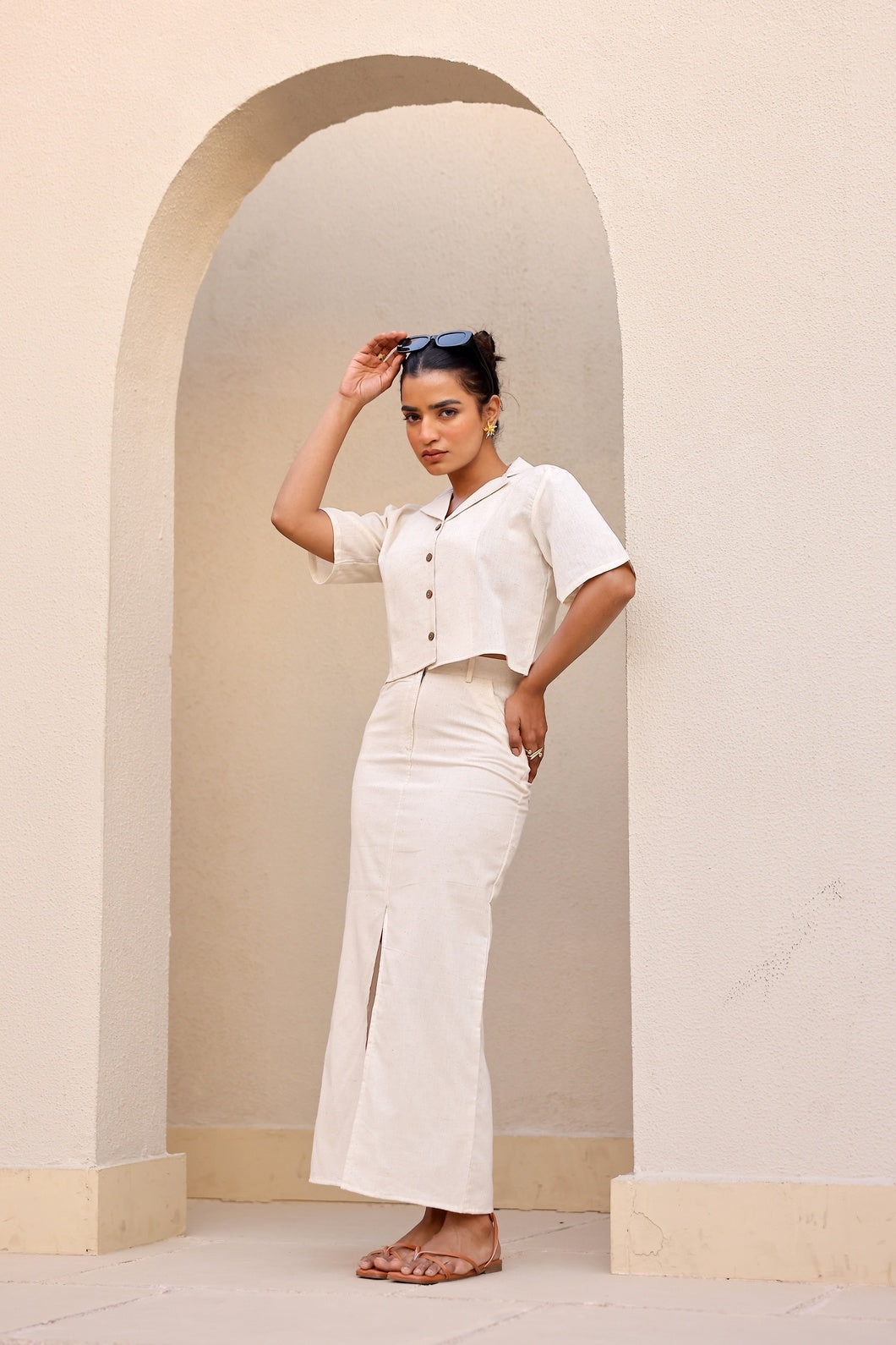 Athena- White Khadi | Skirt and Top